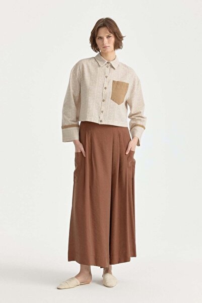Nihan Tencel Pantolon Etek Açık Kahve