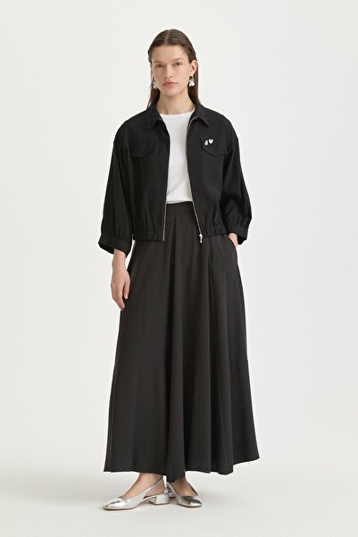 Nihan Parçalı Modal Etek Siyah