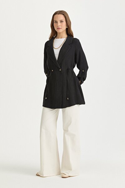 Nihan Kruvaze Lyocell Ceket Siyah