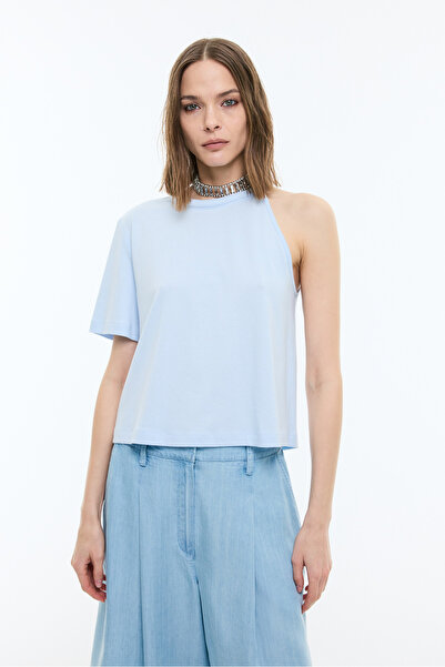Roman Tek Omuz T-shirt Mavi YY023849_036