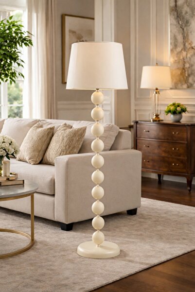 Natiorj Dejavu Krem Model Krem Konik Kumaş Abajur Lambader Yatak Odası Salon ...