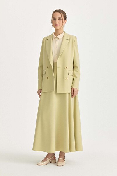 Nihan Kruvaze Blazer Poly. Viskon Ceket Fıstık Yeşili