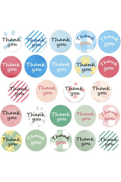 Arabest 3 Rolls Round Self-Adhesive Stickers,2.5x2.5 cm Thank You Stickers,Gi...