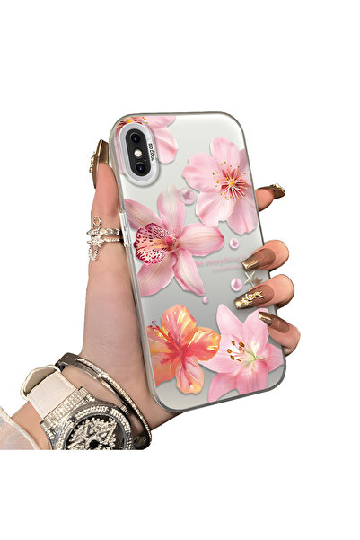 ucuc iPhone X/XS Uyumlu Sert Akrilik Arka Silikon Kenar Lens Koruma Kılıf zam...