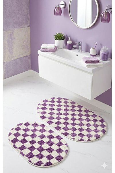 EUROBANO Σκάκι Ντάμα Με σχέδιο 2-σε-1 Οβάλ Μποέμ Πατάκι μπάνιου Λάτεξ Αντιολι...