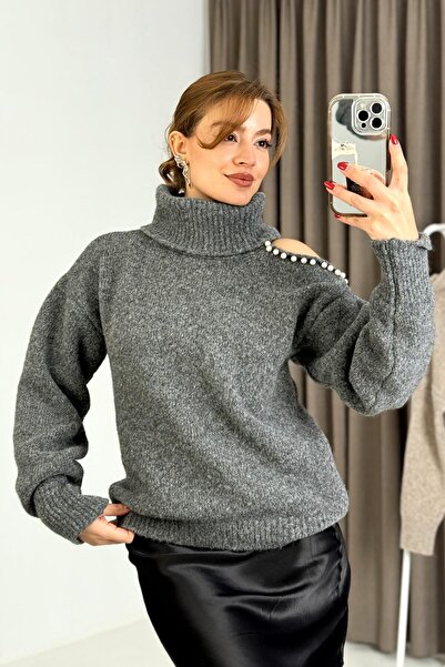 Raneel Kazançlı Alışveriş Women's Turtleneck Shoulder Detail Knitwear Sweater...
