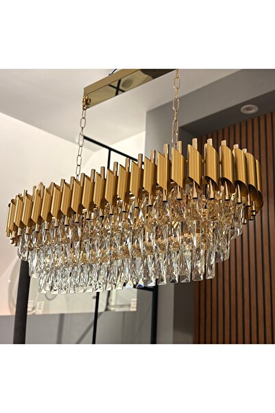 EmaNelcor Luxury Crystal Chandelier 8xE14, Metal and K9 Crystal, Rectangular ...