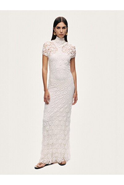 Nocturne Transparan Dantel Detaylı Maxi Elbise