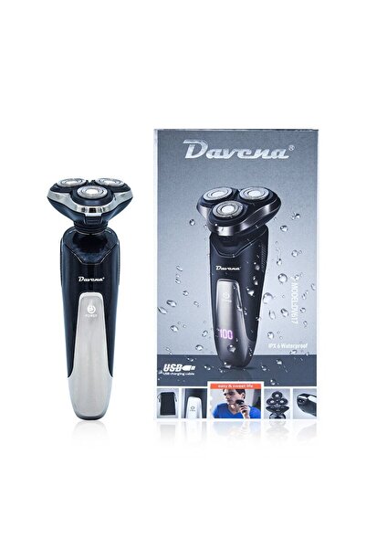 Davena ماكينة حلاقة تنعيم بثلاث رؤوس مع شاشة رقمية ضد الماء - اسود دافينا DV-617
