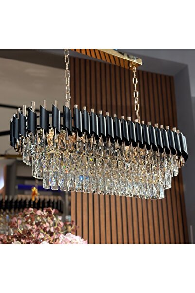 EmaNelcor Luxury Crystal Chandelier 8xE14, Metal and K9 Crystal, Rectangular ...