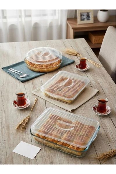 HB LİFE 3’lü Borcam Kapağı Seti | Kare Dikdörtgen Yuvarlak Borcam Tepsi Kapak...