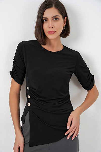 Bigdart Ženska bluza sa detaljnim dugmićima, model Sandy 992 - crna