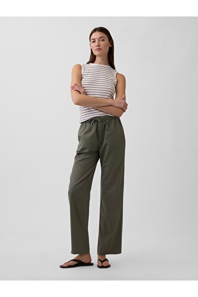 GAP Kadın Haki Mid Rise Kolay Twill Pantolon