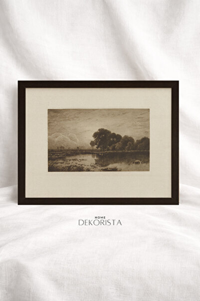HOME DEKORİSTA Κλασικό Τοπίο Λίμνης με Πλαίσιο ΧΩΡΙΣ ΓΥΑΛΙ – Εκτύπωση Τέχνης ...