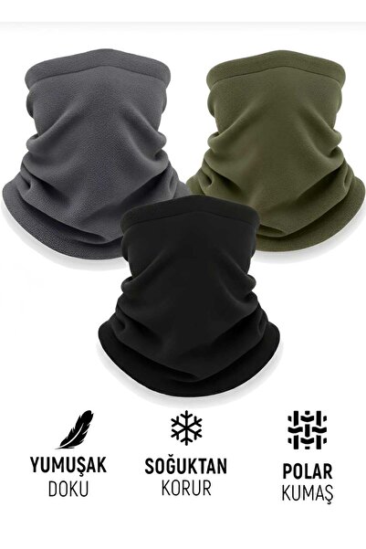Qulothes 3 LÜ Kombin Set Termal Polar Soğuk Geçirmez Bere & Boyunluk Unisex K...