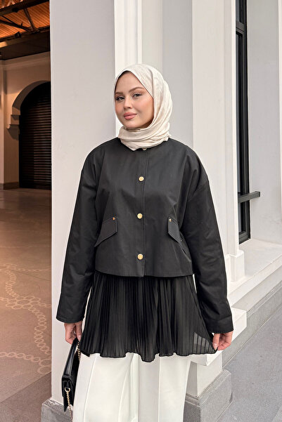 LOCCO Ženska suknja sa elastičnim strukom i plisiranim donjim delom, crna