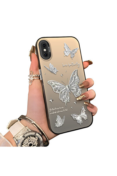 ucuc iPhone X/XS Uyumlu Sert Akrilik Arka Silikon Kenar Lens Koruma Kılıf Güz...