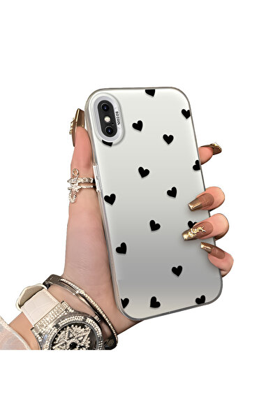 ucuc iPhone XS Max Uyumlu Sert Akrilik Arka Silikon Kenar Lens Koruma Kılıf K...