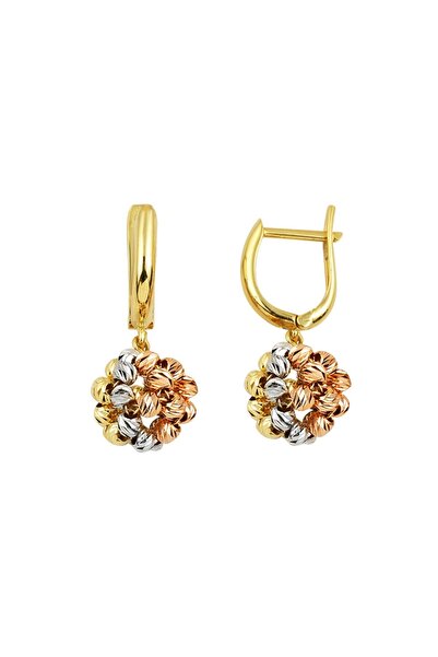 Harem Altın 3 Renk Düğüm Dorika Küpe KP090