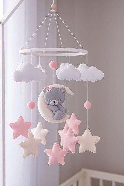 TREND METFİQ DECORATİON Keçe Bebek Dönencesi (El Yapımı) - Eğitici Beşik Üstü...