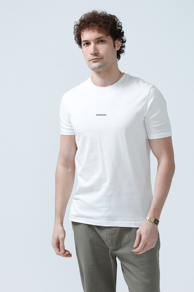 JB John Borners تي شيرت رجالي برقبة دائرية من جون بورنرز مطبوع 100% قطن لون أ...