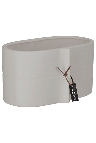 KADAX Ghiveci de flori din ceramică, ghiveci de flori, oval gri, 22 cm