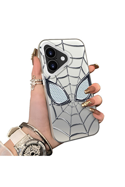ucuc iPhone 17 Uyumlu Sert Akrilik Arka Silikon Kenar Lens Koruma Kılıf Spide...