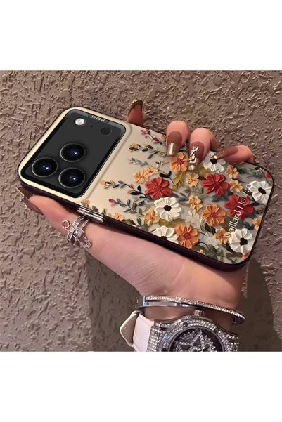ucuc حافظة حماية للعدسات من السيليكون الصلب أكريليك درجة متوافقة مع هاتف iPhone 17 Pro Max على شكل زهرة جميلة