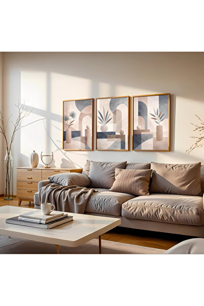 alphobitasarım Μποέμικο Μοντέρνο Μινιμαλιστικό Σετ Τριών Πίνακων Τοίχου με Γή...
