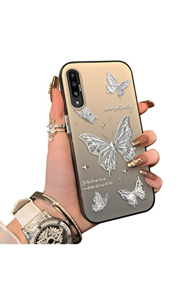 ucuc Samsung Galaxy A50/A50S/A30S Uyumlu Sert Akrilik Arka Silikon Kenar Lens...