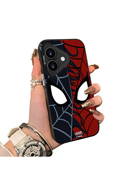 ucuc iPhone 17 Uyumlu Sert Akrilik Arka Silikon Kenar Lens Koruma Kılıf Spide...