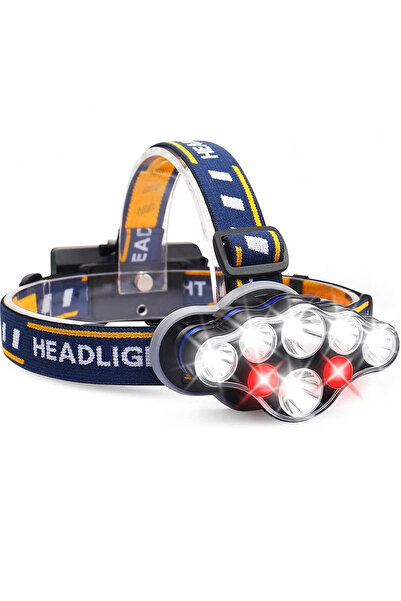 YESMAX مصباح أمامي، مصباح أمامي بإضاءة بيضاء وحمراء، 8 أوضاع إضاءة، مصباح يدو...