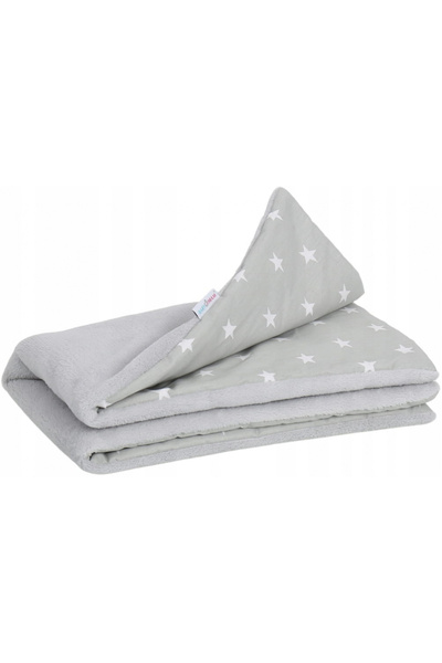 Babymam Grey Stars baby blanket, made with two sides of Cotton and fluffy plu...