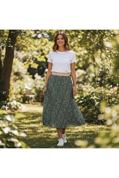 GÖMLEK GALERİSİ Patterned Elastic Waist Chiffon Woven Digital Print Women's S...