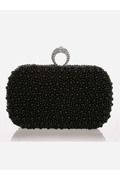 Styli Black Beaded Clutch with Ring Handle
