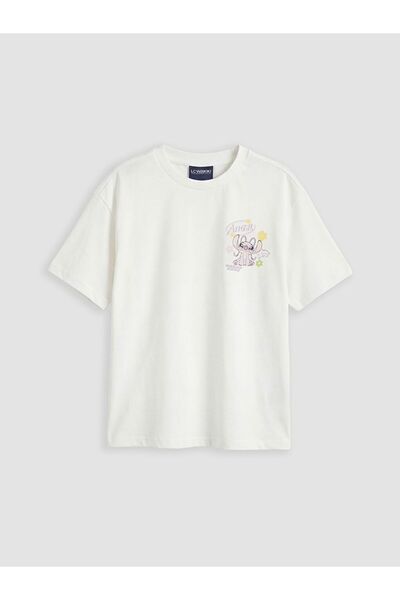 LC Waikiki Lcw Kids okrugla kragna Angel Štampano Ženska dječja majica