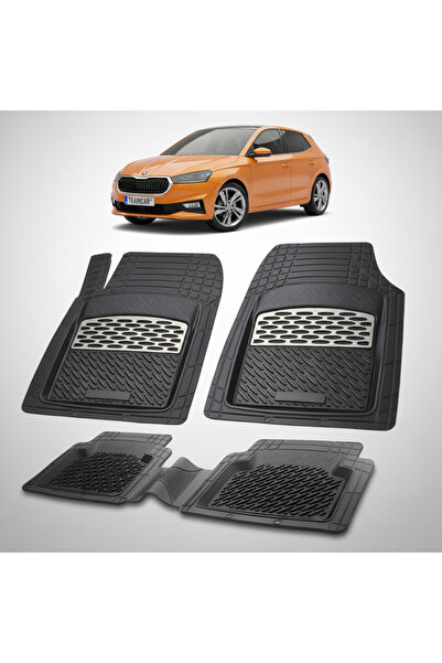 TEAMCAR Πατάκια δαπέδου Skoda Fabia IV Συμβατά Hatchback 2021-2025 | Ασημί