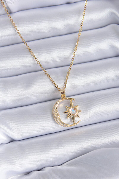 Clariss 316L الصلب الذهب اللون الزركون حجر القمر نجمة نموذج قلادة المرأة