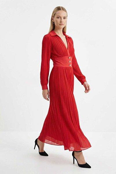 Rays Κόκκινο φόρεμα με λεπτομέρεια στη μέση και λαιμόκοψη V 252732