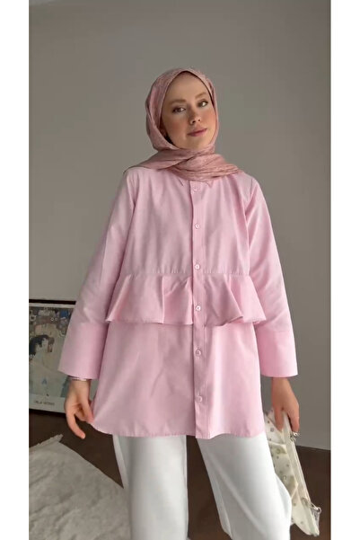 RFK Butik Women's Alerli Seyyar Belt Pack Poplin Shirt Tunic - Pink