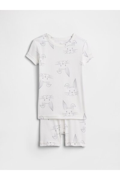 GAP Bebek Beyaz %100 Organik Pamuk Pijama Takımı