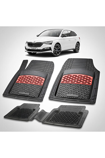 TEAMCAR Стелки за под за Skoda Scala I съвместими с хечбек 2019-2023 | Червени