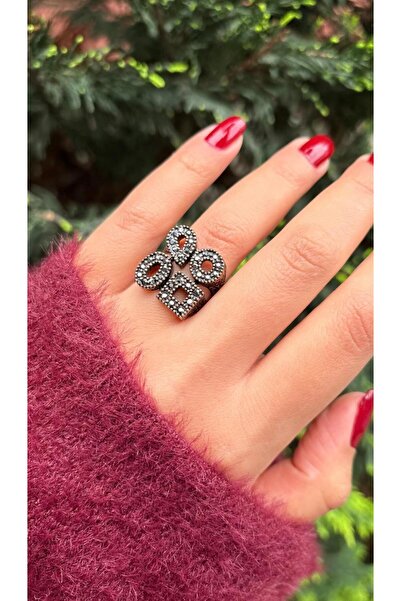 Ceso Accesories خاتم نسائي مربع الشكل مطلي بالبرونز القديم بتصميم عصري قابل ل...