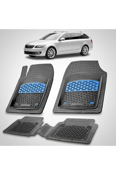 TEAMCAR Skoda Octavia III Compatible Floor Mats Combi 2013-2016 | Blue