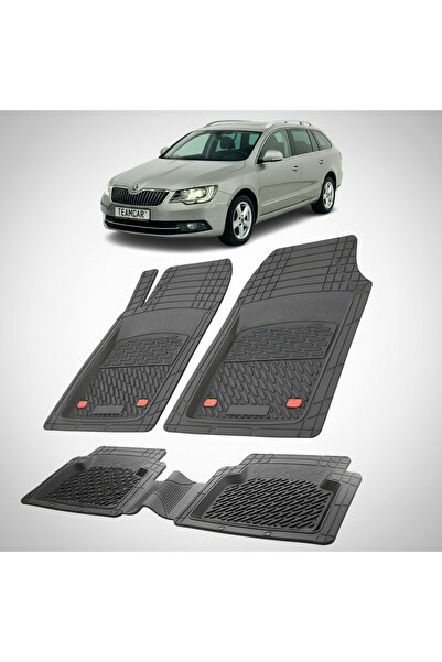 TEAMCAR Πατάκια δαπέδου συμβατά με Skoda Superb II Combi 2013-2015 | Μαύρο