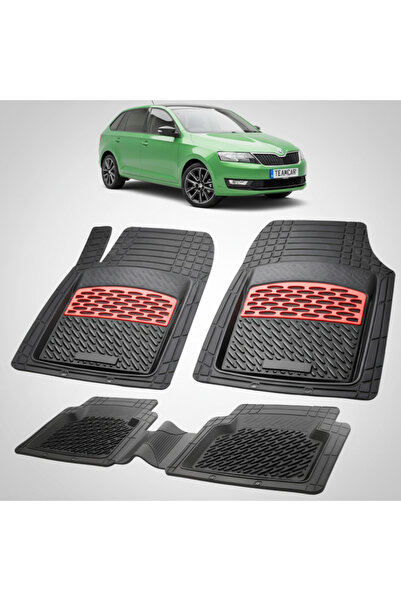 TEAMCAR Πατάκια δαπέδου Skoda Rapid I Συμβατά Spaceback 2013-2017 | Κόκκινα