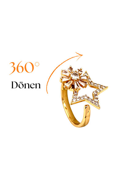 Siya Silver Steel Rotating Adjustable Zircon Stone Starry Stress Ring