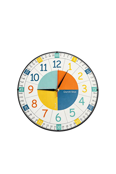 HOMİNG Rainbow Educational Children's Room Wall Clock 30 cm
