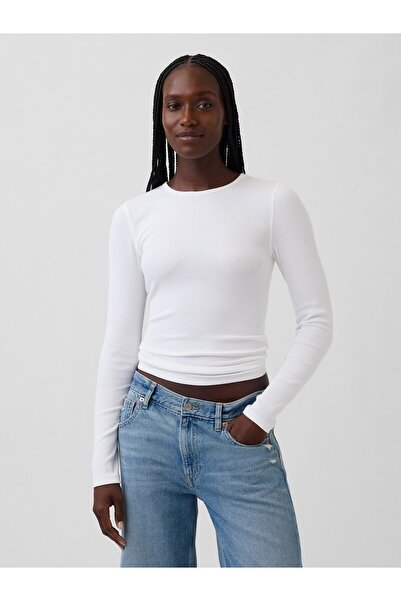 GAP Kadın Beyaz Modern Fitilli T-Shirt