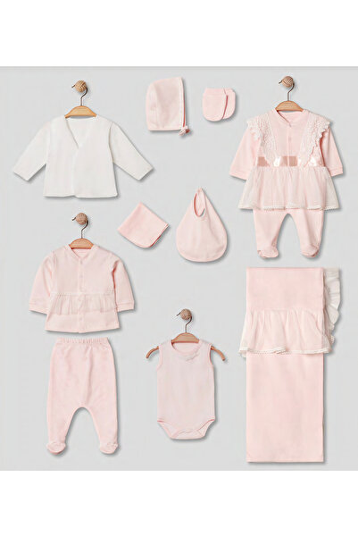 Pugi Baby Elegant Lace Detailed 10-Piece Baby Girl Hospital Outfit Set